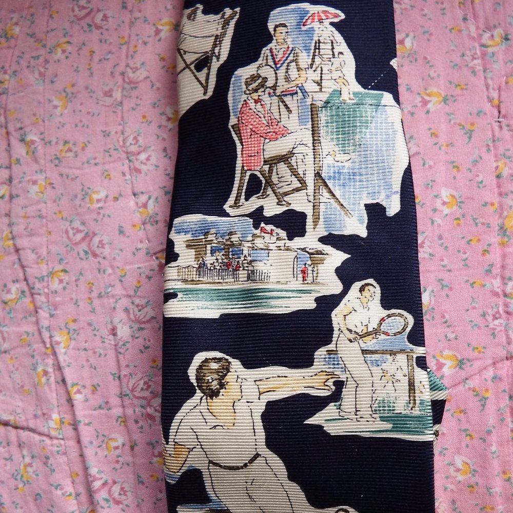 Faconnable 100% Silk Men's Tie Tennis, Beach, More Cool Tie